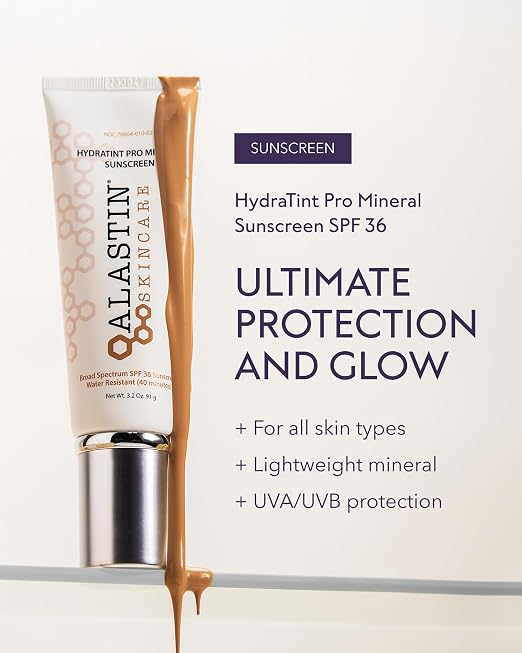 ALASTIN HydraTint Pro Mineral Tinted Sunscreen SPF 36 – Anti-Aging Tinted Face Sunscreen (3.2 oz)