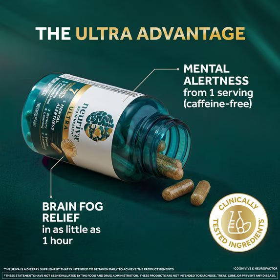 Neuriva Ultra Brain Health Supplement 60 Capsules Memory & Focus Support B Vitamins