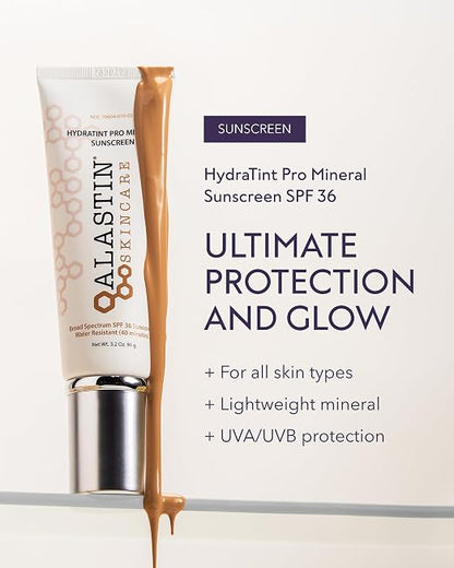 ALASTIN HydraTint Pro Mineral Tinted Sunscreen SPF 36 – Anti-Aging Tinted Face Sunscreen (3.2 oz)