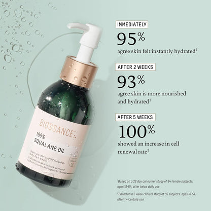 Biossance 100% Squalane Oil – Vegan Face & Body Moisturizer, 3.3 oz
