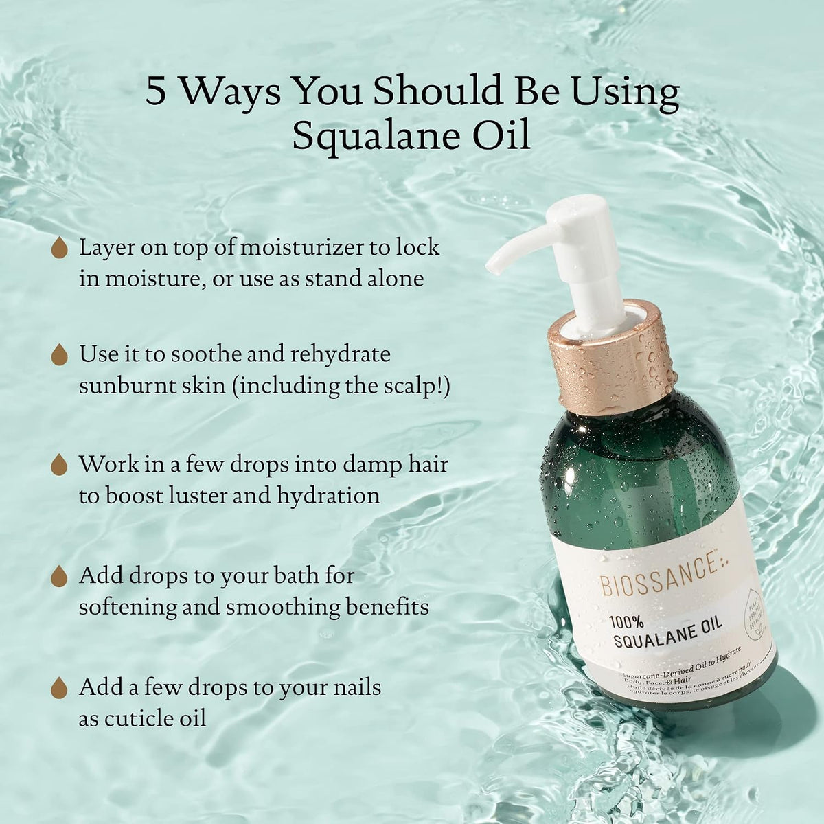 Biossance 100% Squalane Oil – Vegan Face & Body Moisturizer, 3.3 oz