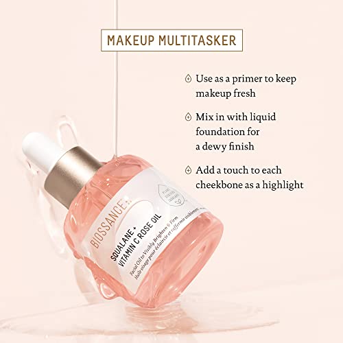 "Biossance Squalane + Vitamin C Rose Facial Oil – Brightening Serum