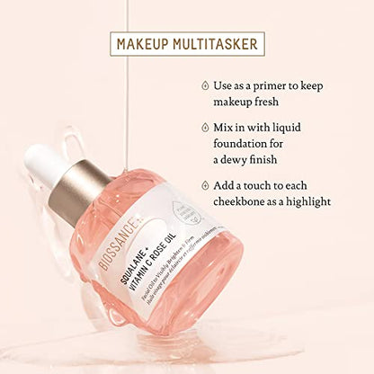 "Biossance Squalane + Vitamin C Rose Facial Oil – Brightening Serum