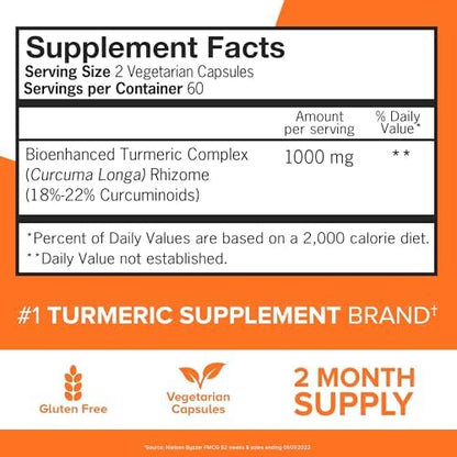 Qunol Extra Strength Turmeric Curcumin 1000mg – Ultra High Absorption Supplement (120 Capsules)