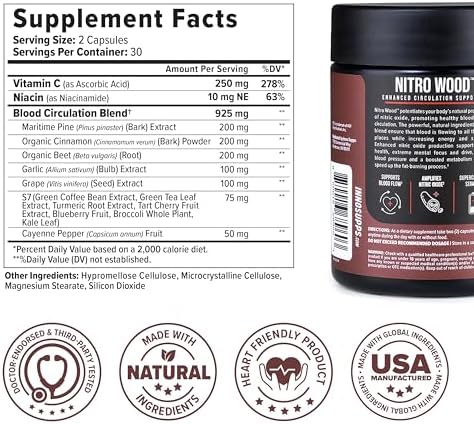 InnoSupps Nitro Wood – Nitric Oxide Booster for Men, Blood Flow & Stamina Support (60 Capsules)
