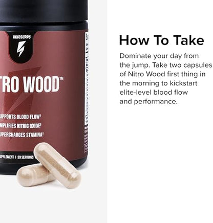 InnoSupps Nitro Wood – Nitric Oxide Booster for Men, Blood Flow & Stamina Support (60 Capsules)