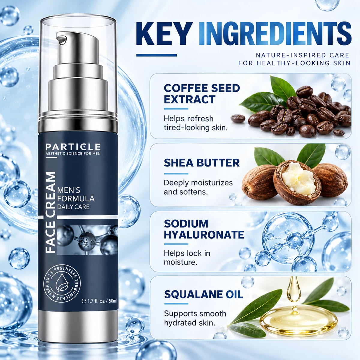Particle Men's Face Cream Moisturizer Anti Aging Daily Skin Care 50ml 1.7oz - Zyphoria