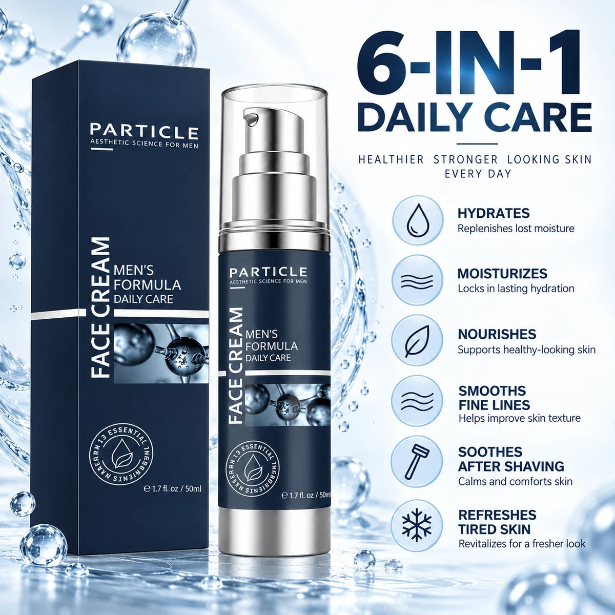 Particle Men's Face Cream Moisturizer Anti Aging Daily Skin Care 50ml 1.7oz - Zyphoria