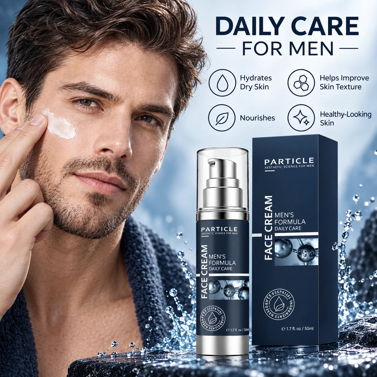 Particle Men's Face Cream Moisturizer Anti Aging Daily Skin Care 50ml 1.7oz - Zyphoria