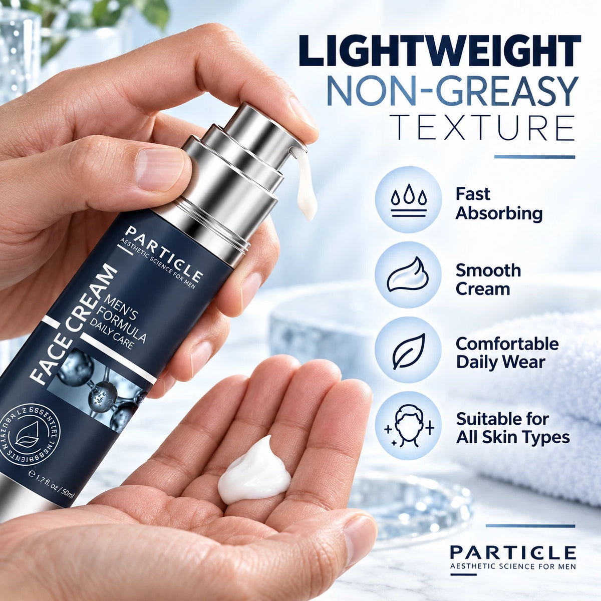Particle Men's Face Cream Moisturizer Anti Aging Daily Skin Care 50ml 1.7oz - Zyphoria