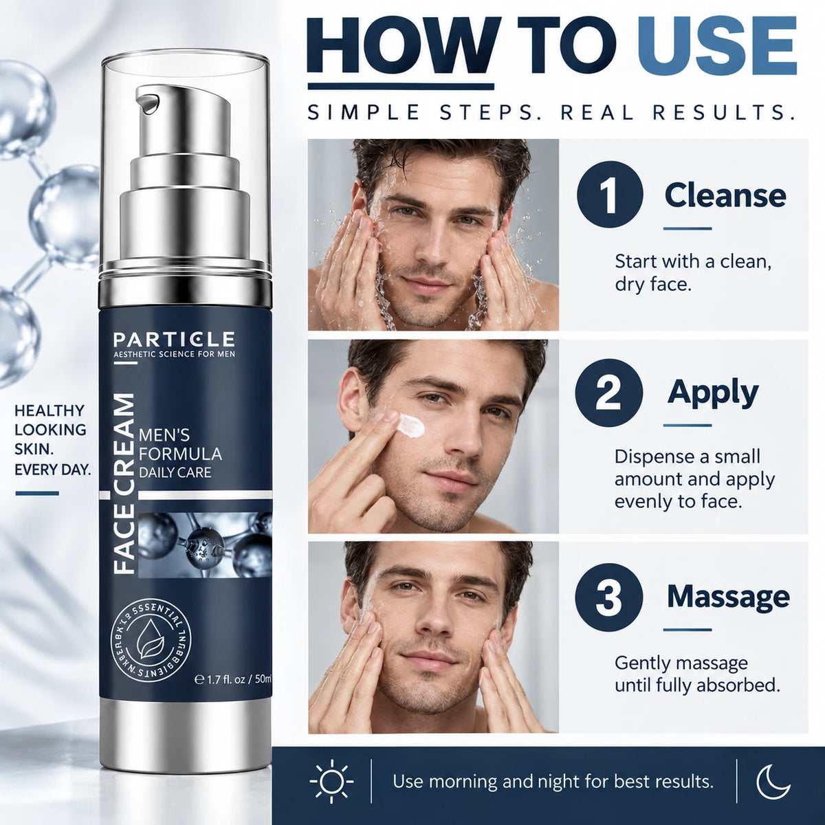 Particle Men's Face Cream Moisturizer Anti Aging Daily Skin Care 50ml 1.7oz - Zyphoria