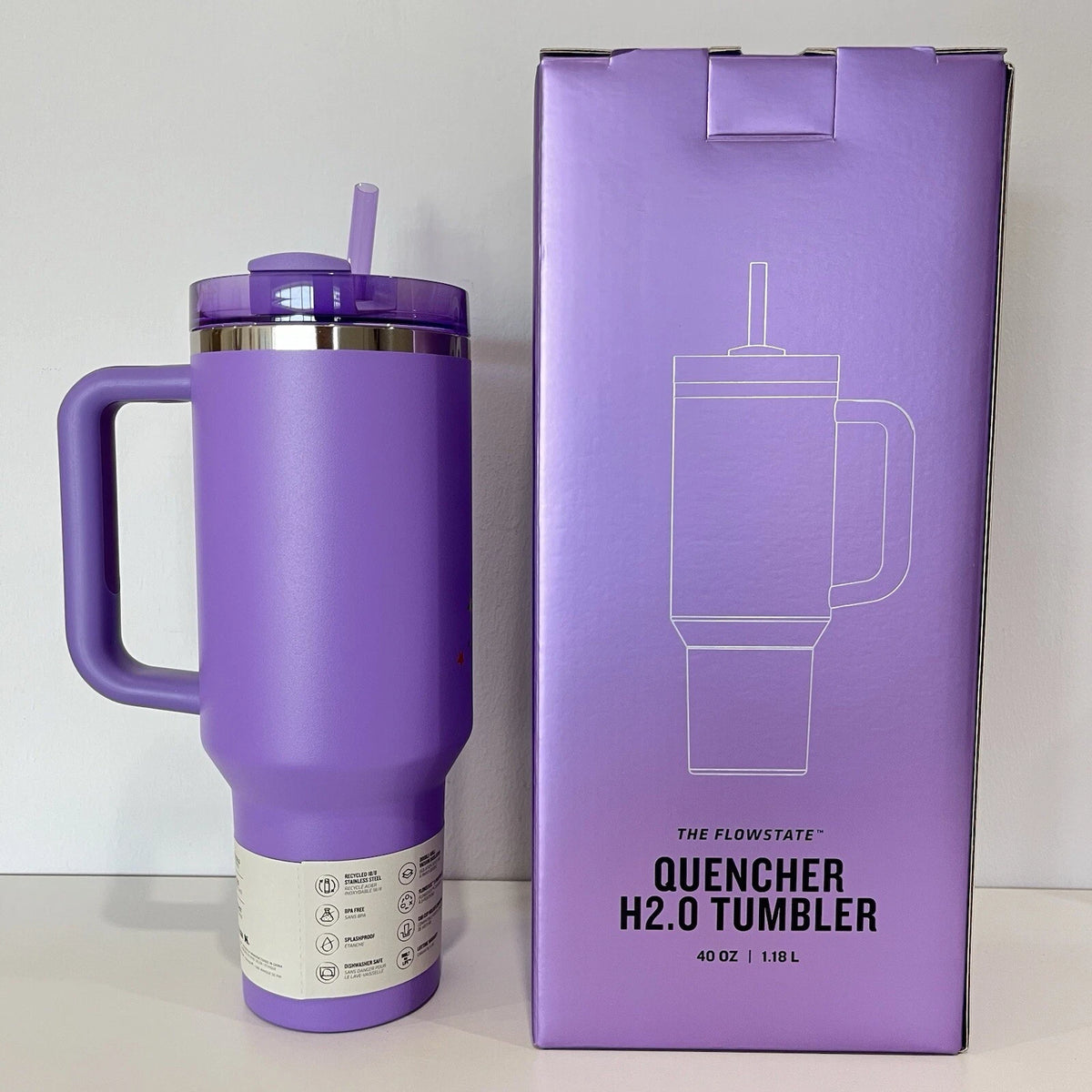 40oz Insulated Stainless Steel Tumbler with Handle & Straw – Quencher Style - Zyphoria